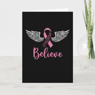 Cartão Acreditem no presente de fita rosa-Apoio ao cancer