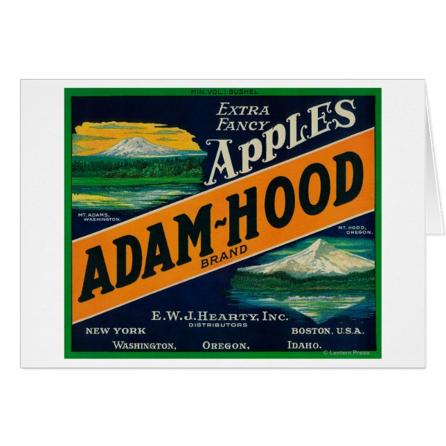 Cartão Adam-Hood Apple Crate LabelHood River, OU (Frente Horizontal)