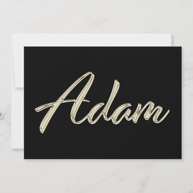 Cartão Adam Name white gold Handwriting Karte (Frente)