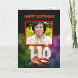 Cartão Add a picture, 110th Birthday card with Candles