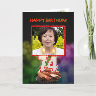 Cartão Add a picture, 74th Birthday card with Candles