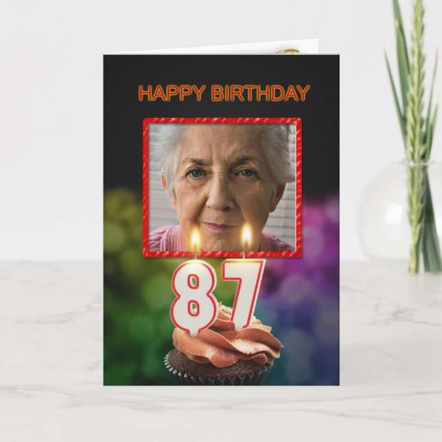 Cartão Add a picture, 87th Birthday card with Candles (Frente)