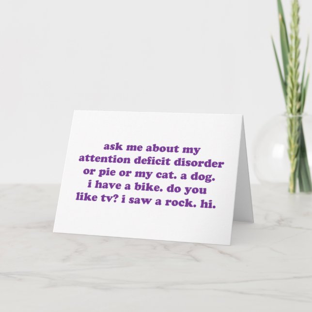 Cartão ADD ADHD Funny Quote - Purple (Frente)
