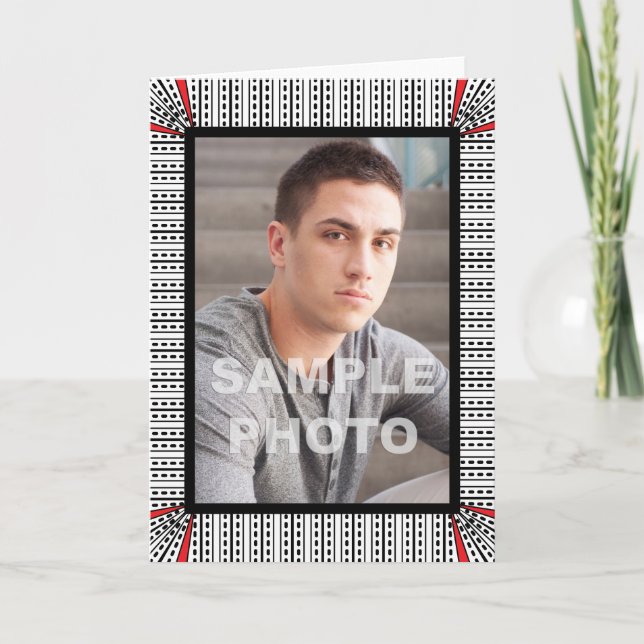 Cartão Add Your Own Photo Portrait Modern Geometric (Frente)