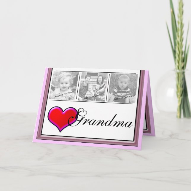 Cartão Add Your Photos Love For Grandma Card (Frente)