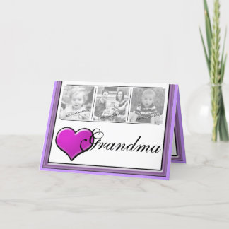Cartão Add Your Photos Purple Love For Grandma Card