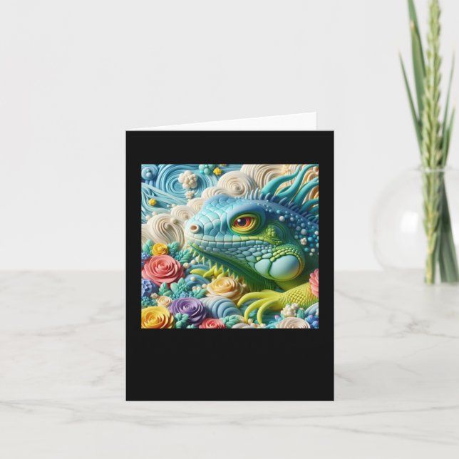 Cartão Adesivo de Iguana 3D1  (Frente)