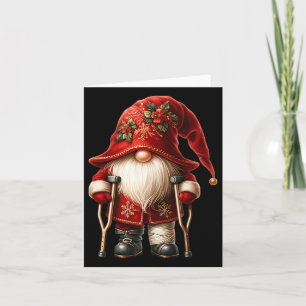 Cartão Adesivo de Natal divertido Gnome Muleta Enfeite de