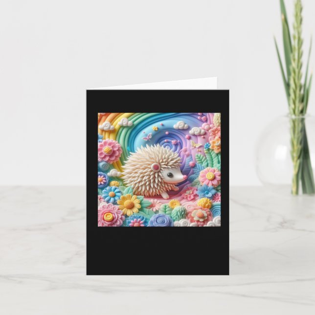 Cartão Adesivo de Ouriço 3D (Frente)