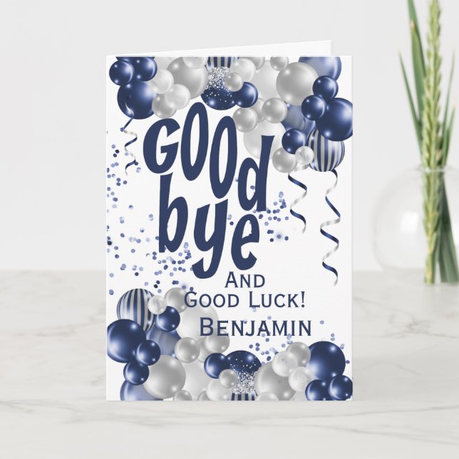 Cartão Adeus adeus Farewell Saindo (Frente)