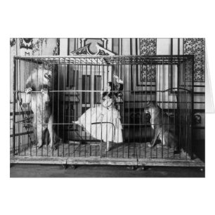 Cartão Adgie e seus leões treinados Circo 1897