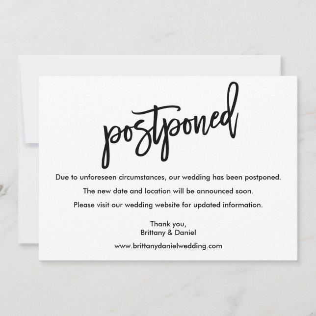 Cartão Adiado de Casamento de Script de Pincel Mod (Frente)