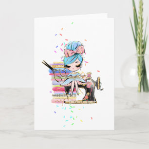 Cartão Adição de Nome do Criador de Cartoons de Seamstr