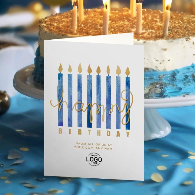 Cartão Adicionar Marinho de logotipo Velas Azuis Felizes  (Criador carregado)
