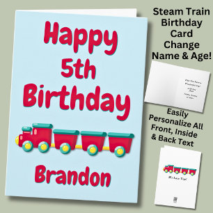 Cartão Adicionar Nome Alterar Texto, Red Train Child Boy