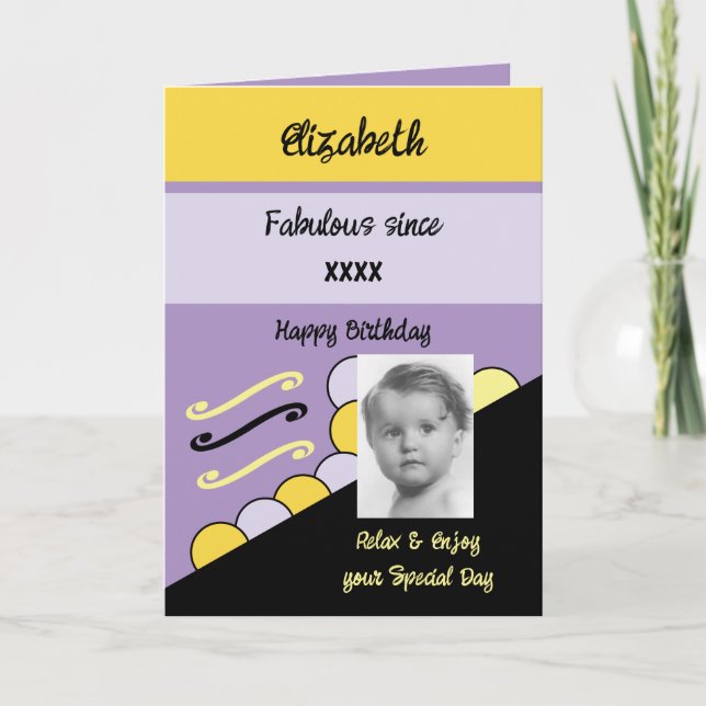 Cartão Adicionar nome de ano de fotografia marco de anive (Frente)