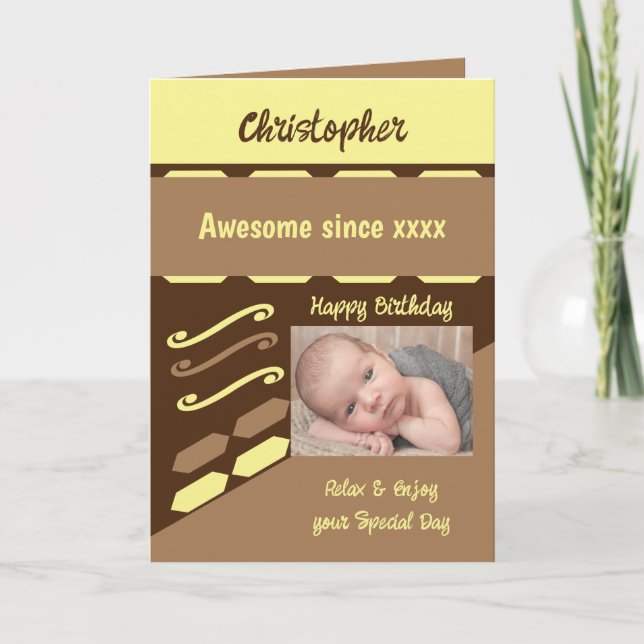 Cartão Adicionar nome de ano de fotografia marco de anive (Frente)