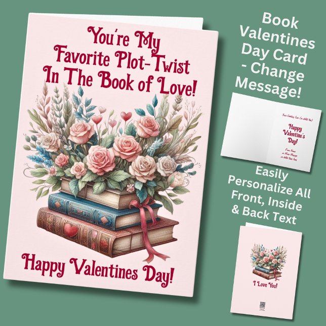 Cartão Adicionar Nomes, Livros Flores Dia de os namorados (Criador carregado)