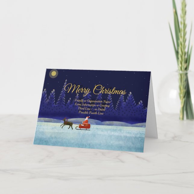 Cartão Adicionar Papais noeis de Floresta Azul Nome da Fa (Frente)