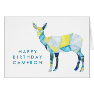 Cartão Adicionar Seu Nome Animais De Deer Geométricos