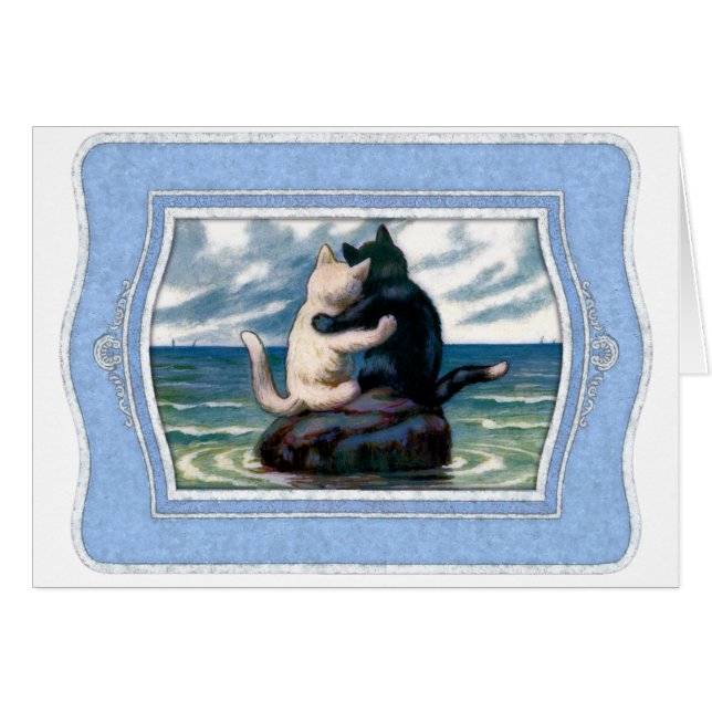 Cartão Adicionar Seu Próprio Texto: Gatos Românticos (Frente Horizontal)