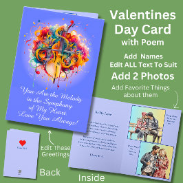 Cartão Adicione 2 Fotos, Você é a Melodia no Meu Dia dos