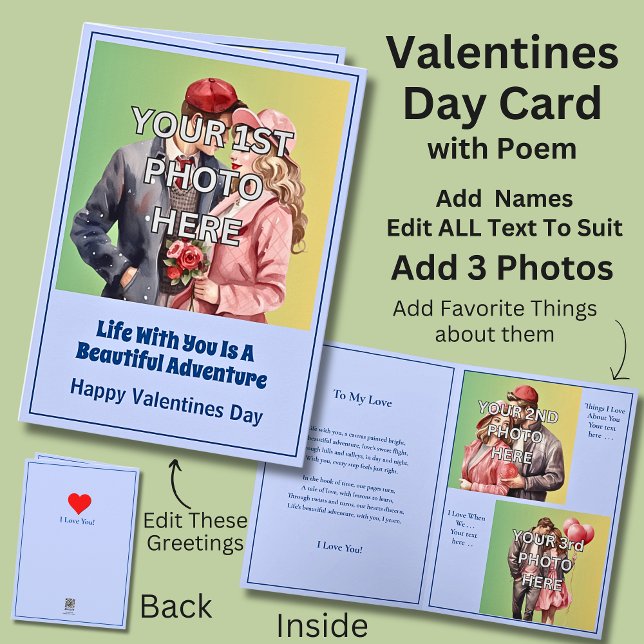 Cartão Adicione 3 Fotos, Vida de Valentão Com Você Aventu (Criador carregado)