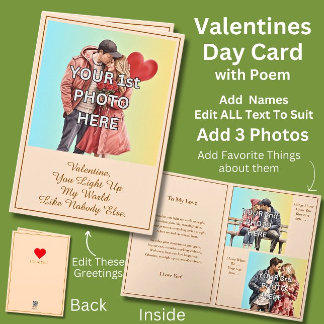 Cartão Adicione 3 Fotos, Você Ilumina Meu Mundo, Dia dos  (Criador carregado)