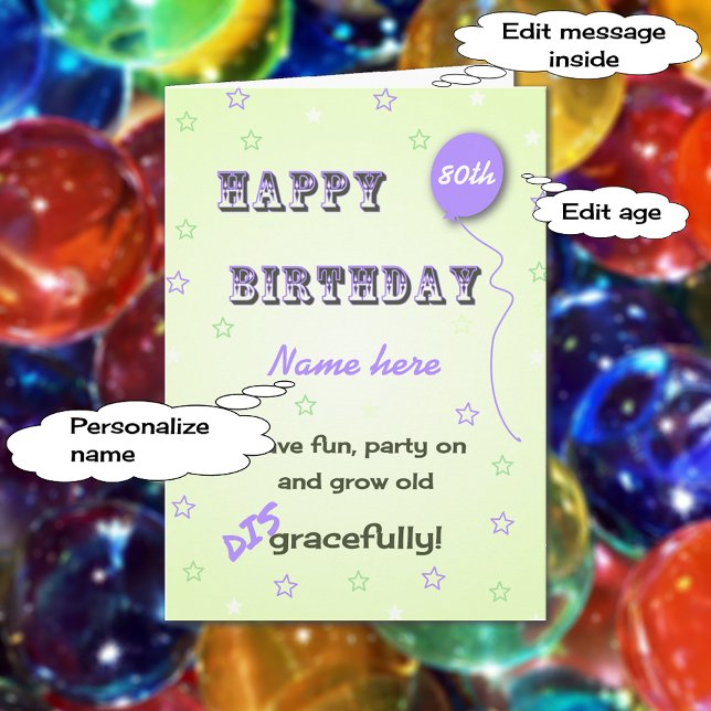 Cartão Adicione nome e idade crescendo 80 de humildade (Criador carregado)