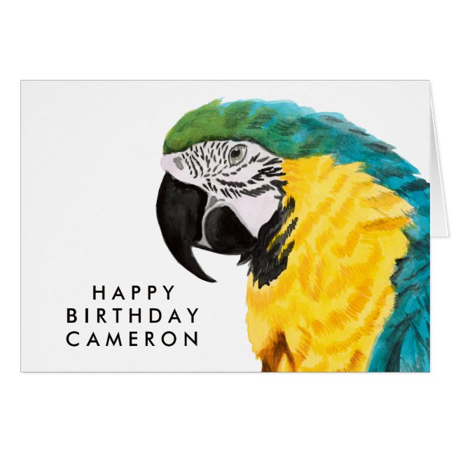 Cartão Adicione seu nome | Pássaro de papagaio tropical (Frente Horizontal)