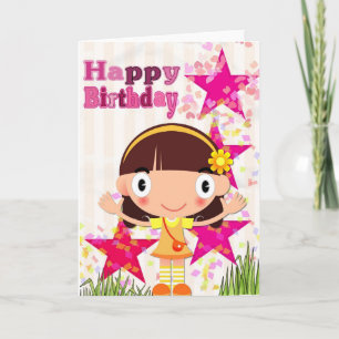 Cartão Adicione seu próprio texto: Menina do aniversári