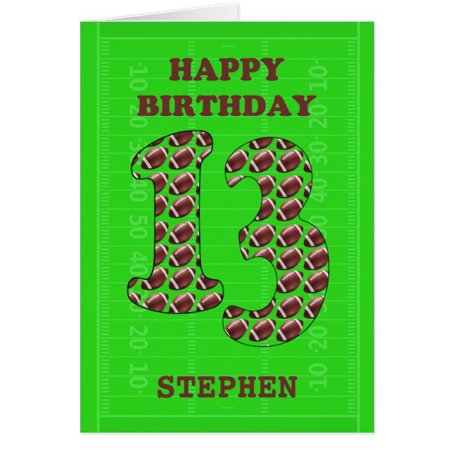 Cartão Adicione Um Nome Para O Aniversário Do 13 (Frente)