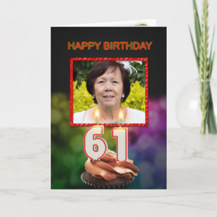 Cartão Adicione uma fotografia, 61 ruas Aniversário com b
