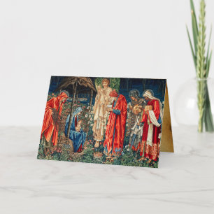 Cartão ADIORAÇÃO DOS MAGOS,Burne-Jones Velha Bênção Irlan