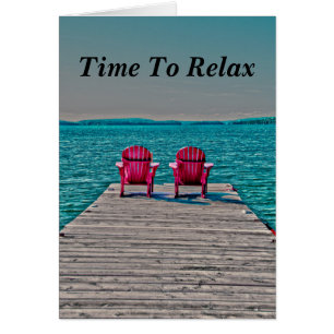 Cartão Adirondack Chairs Cottage Aproveita A Vida Teal Ru