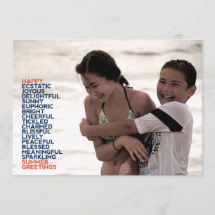 Cartão Adjetivos dos cumprimentos do verão lisos