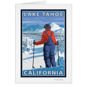 Cartão Admiração do esquiador - Lake Tahoe, Califórnia
