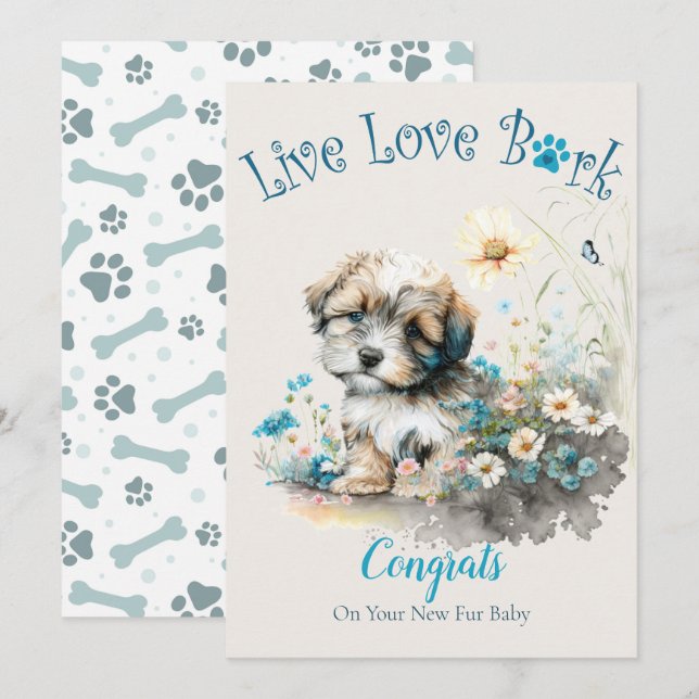 Cartão Adoção De Cachorro Havanês, Dia do Apanho (Frente/Verso)