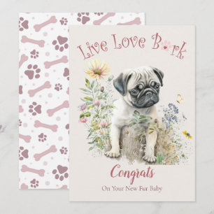 Cartão Adoção de Cachorro Pug, Dia da Conquista