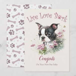 Cartão Adoção de Cães Boston Terrier, Dia da Conquista