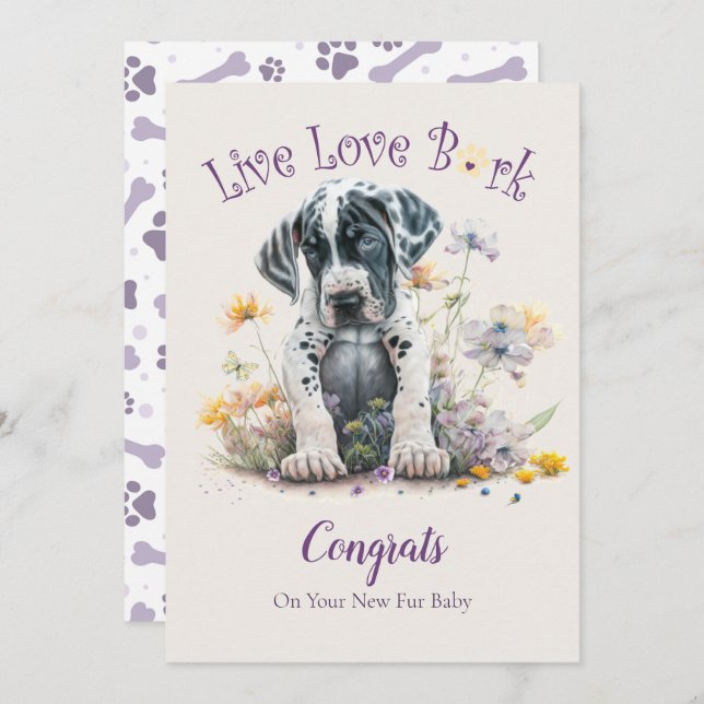 Cartão Adoção de Cães Great Dane, Dia da Conquista (Frente/Verso)