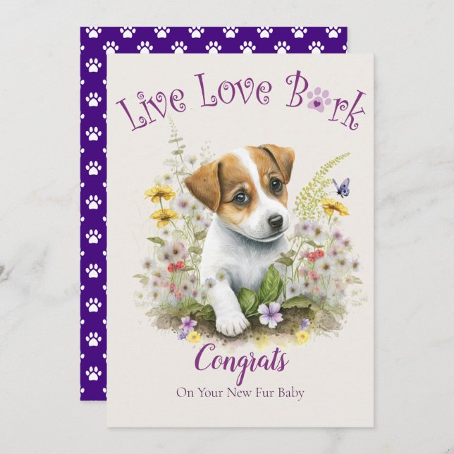 Cartão Adoção de Cães Jack Russell, Dia da Conquista (Frente/Verso)