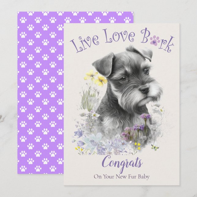 Cartão Adoção de Cães Schnauzer, Dia da Pega (Frente/Verso)