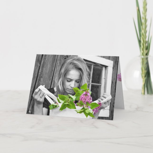 Cartão adolescente com saco de lilás (Frente)