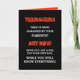 Cartão Adolescente Engraçado Aniversário de Adolescente