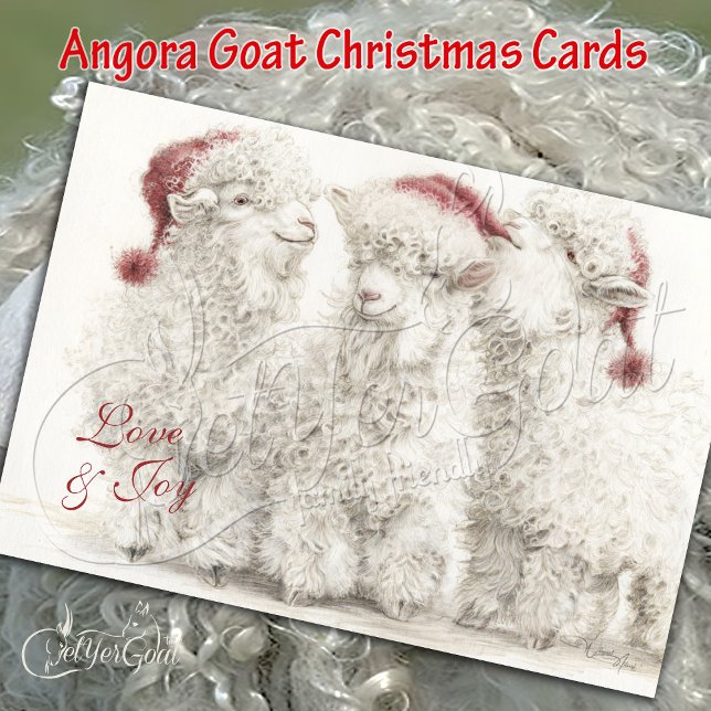 Cartão Adorable Angora Goat Christmas Trio  (Criador carregado)