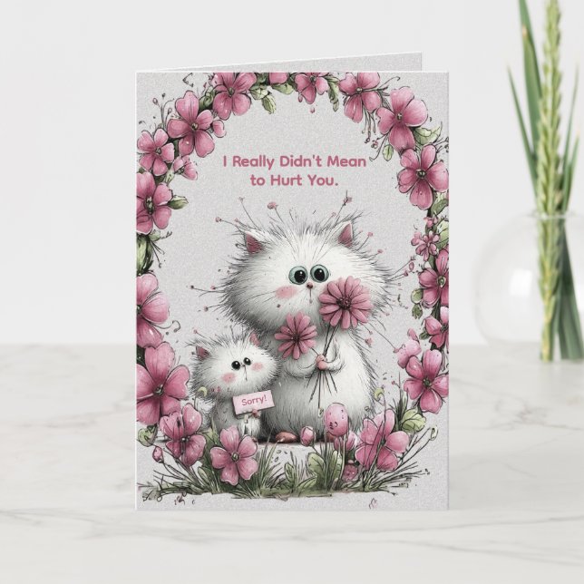 Cartão Adorable Cats Apology Greeting Card (Frente)