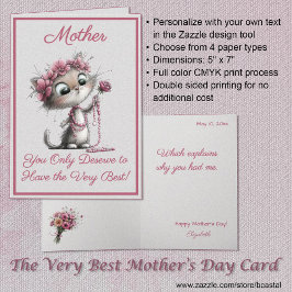 Cartão Adorable Cats Best Mother's Day Greeting Card