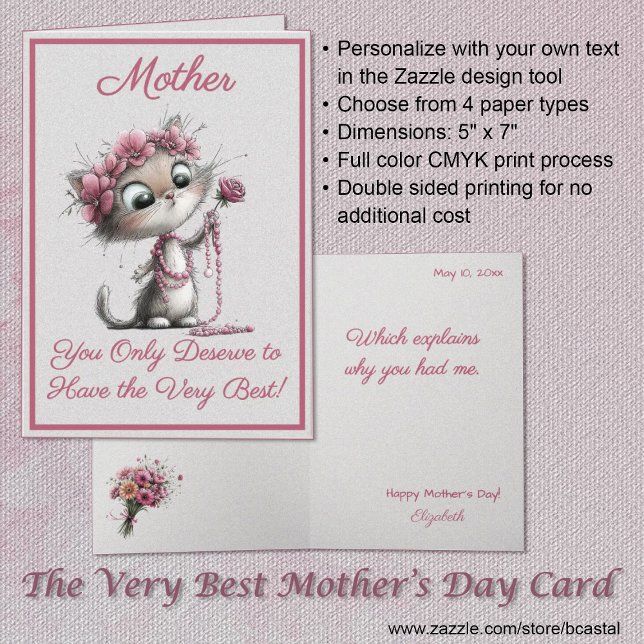Cartão Adorable Cats Best Mother's Day Greeting Card (Criador carregado)