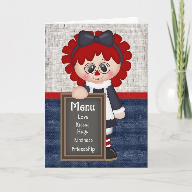 Cartão Adorable Country Raggedy Doll Greeting Card (Frente)